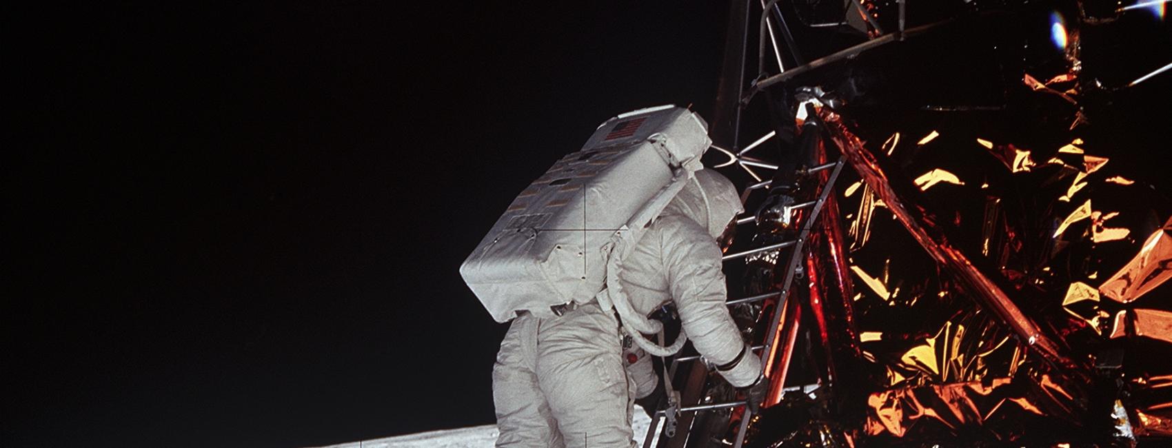 Apollo 11: Astronaut Edwin Aldrin Descends Steps of Lunar Module