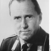 Portrait of Günter Rall, a white male Luftwaffe pilot, during the 1970s when he served as Luftwaffe's Inspector General.