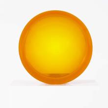 A yellow spherical artpiece.