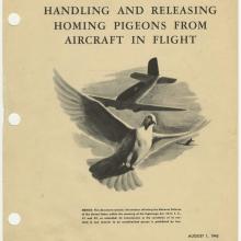 The cover of a manual entitled "Handling and Releasing Homing Pigeons from Aircraft"