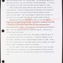 A typewritten page with red handwriting and strikethroughs. 