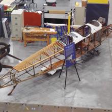 fuselage of biplane in state of restoration