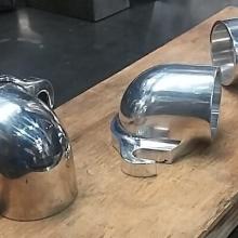 Three fully shaped and polished aluminum intake elbows