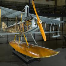 View of the front of a seaplane.  