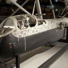 Heinkel 219 aircraft fuselage on display in a museum.