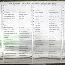 Metal plaque listing Wall of Honor Honorees.