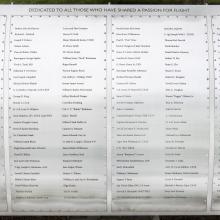 Metal plaque listing Wall of Honor Honorees.