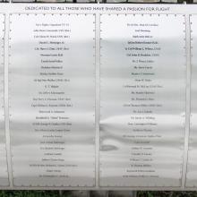 Metal plaque listing Wall of Honor Honorees