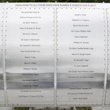 Metal plaque listing Wall of Honor Honorees