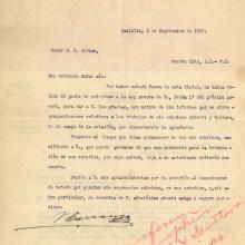 Typewritten letter.  Upper left hand corner cursive letterhead: "Correspondencia Particular del Gobernador de Coahuila." Signature in Ink "V. Carranza" Note in red pencil: bottom right corner "in reference to his nephews Alberto and Gustavo Salinas"