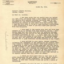 Typewritten letter on letterhead.  A column of text on each of the right and left upper corners.  Center text is "The Moisant International Aviators."  Signature at bottom of page. Handwritten note turned sideways on left side reads "duplicate"