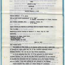 Page of typewritten text on onionskin on blue paper background