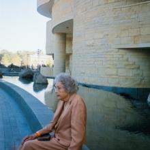 Mary Golda Ross seated outside of the National Museum of the American Indian in Washington, DC.