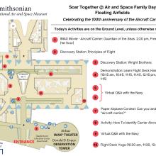 A map of activities for Soar Together @ Air and Space Family Day: Floating Airfields