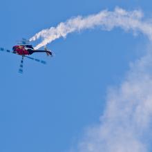 Helicopter flying upside down