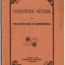 A dark orange colored page featuring the Wright & Wright logo at the bottom. The top of the page says Christian Giving surrounded by an ornate boarder.