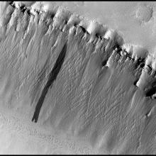 Channels on the surface of Mars as seen from above.