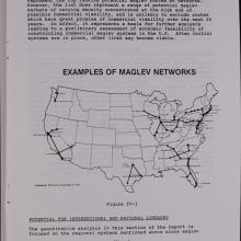 Printed page. Center image is a map of the United States with several networks drawn throughout the country.