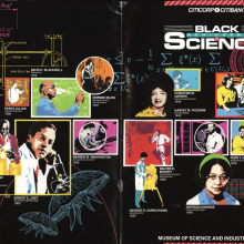 A poster with text that reads "Black Achievers in Science" and has photos of various people.