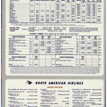 Page of timetable information in blue text on a white background