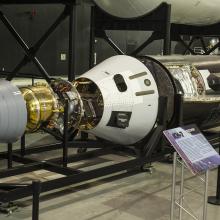 A GAMBIT-1 Satellite on display in a museum setting.