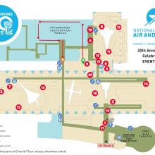 A map of activities for the 20th anniversary of the Steven F. Udvar-Hazy Center.