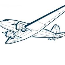 An illustration of a plane with one wing on each side.