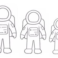 Outlines of cartoon astronauts.