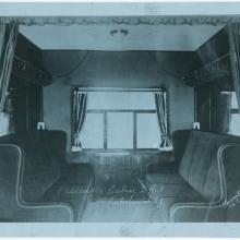 "Passenger Cabin ZR-3, Lakehurst, N.J." Interior view looking toward window of a passenger cabin on board the US Navy airship ZR-3 "Los Angeles," taken while the airship was docked at NAS Lakehurst, N.J.; circa 1923-1925. (Smithsonian National Air and Space Museum, NASM 9A19811.)