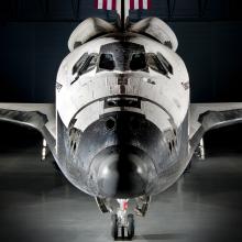 Image of Space Shuttle Discovery's nose. 