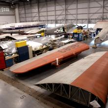 Aircraft in restoration hangar