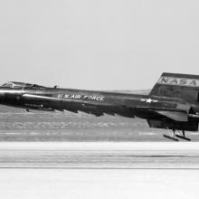 The X-15 slides to a stop, using it's large extendable skids.