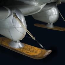 Wooden sled-like landing gear of Northrop Gamma Polar Star aircraft