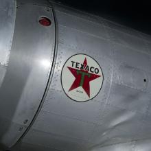 Texaco logo with red star in center of white circle on Northrop Gamma Polar Star aircraft