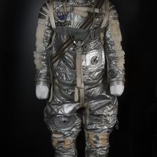 Front view of a space pressure suit. 