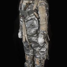 Side view of a space pressure suit.