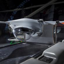 Camera of a Grey unmanned aircraft 