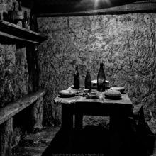 A table setting underground