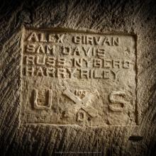 Close up engraving in stone. 