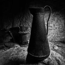 Close up of a pitcher.