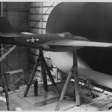 Bell XP-59 on Stands within the Full Scale Wind Tunnel