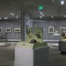 Artifact case containing WWI objects. 