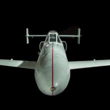 View of a nose of a Japanese airplane. 