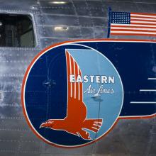 Eastern Air lines logo painted on the fuselage of the plane. 