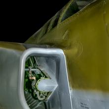 Close up image of an intake valve of a jet engine. 