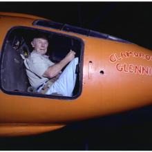 74 year old Chuck Yeager in the cockpit of Bell X-1