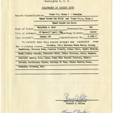 An image of a document of verification for a flight that covered various locations.