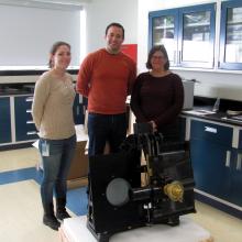 Conservators with the Blink Comparator