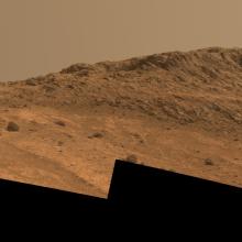 Landscape view of a valley peak on Mars.