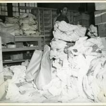 View of several turkeys stacked as part of the Northwest Aeronautical Corporation's giveaway during the 1945 holiday season.